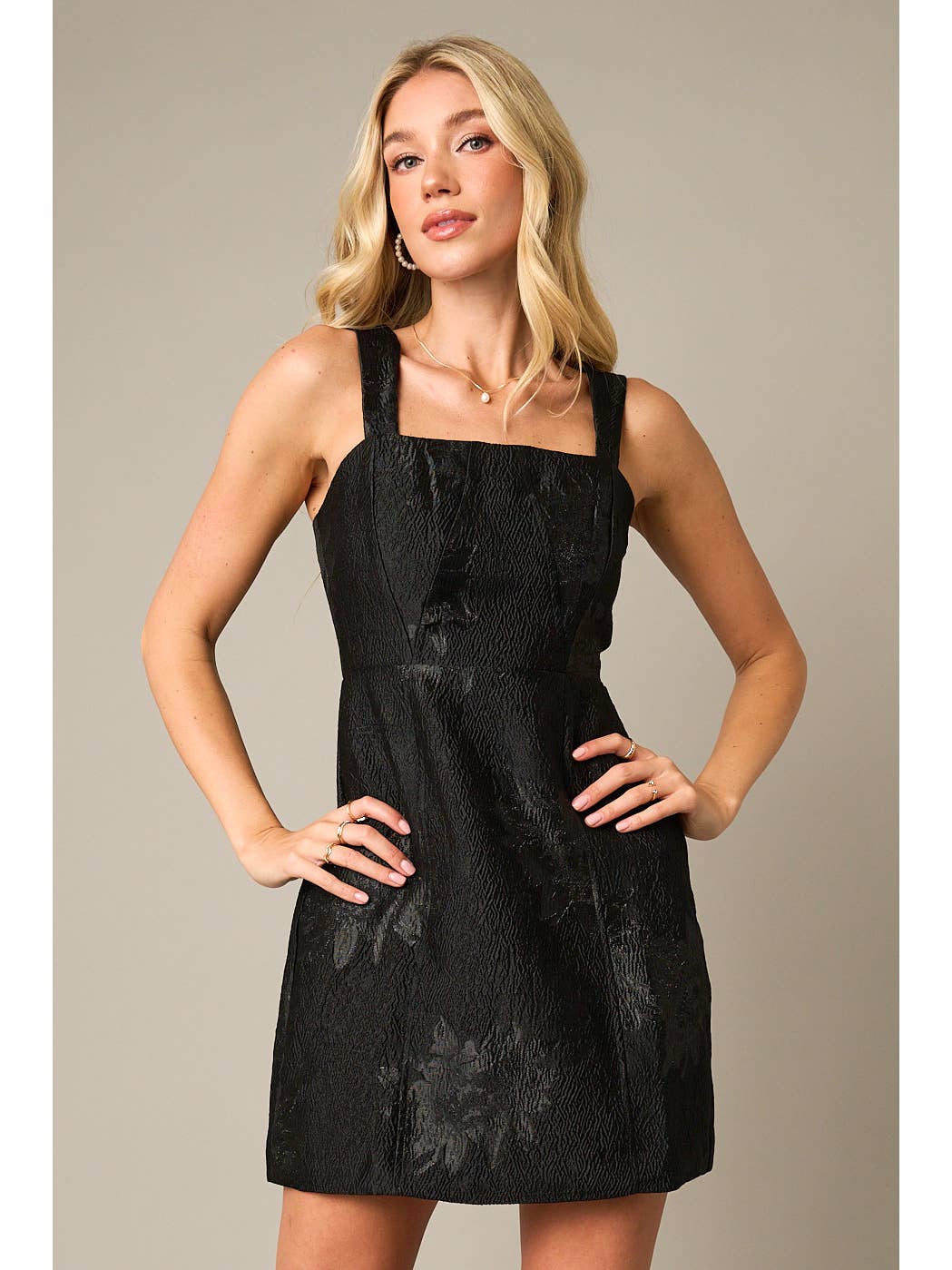 Metallic Floral Mini Dress