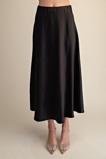 Satin Flare Midi Skirt