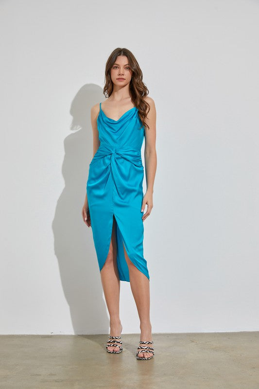 Cowl Neck Twist Dress-SALE
