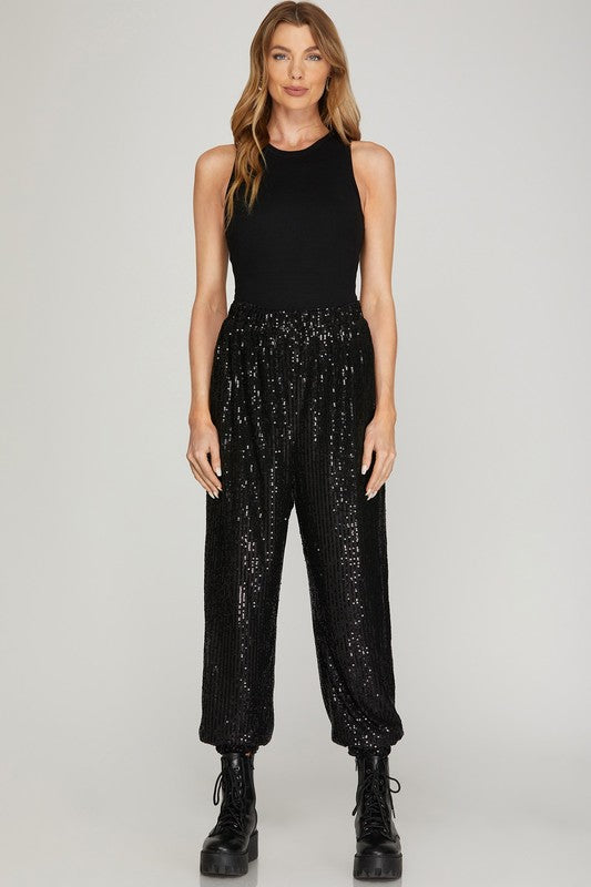 Sequin Jogger Pants-SALE