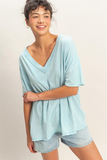 Sasha Washed V Neck Tee