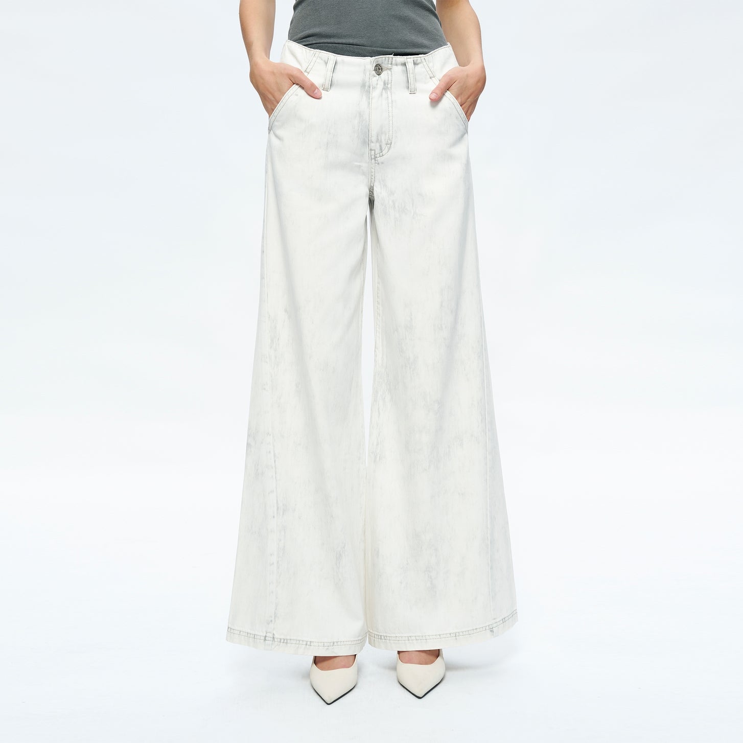 Mid Rise Waistless Tencel Pants