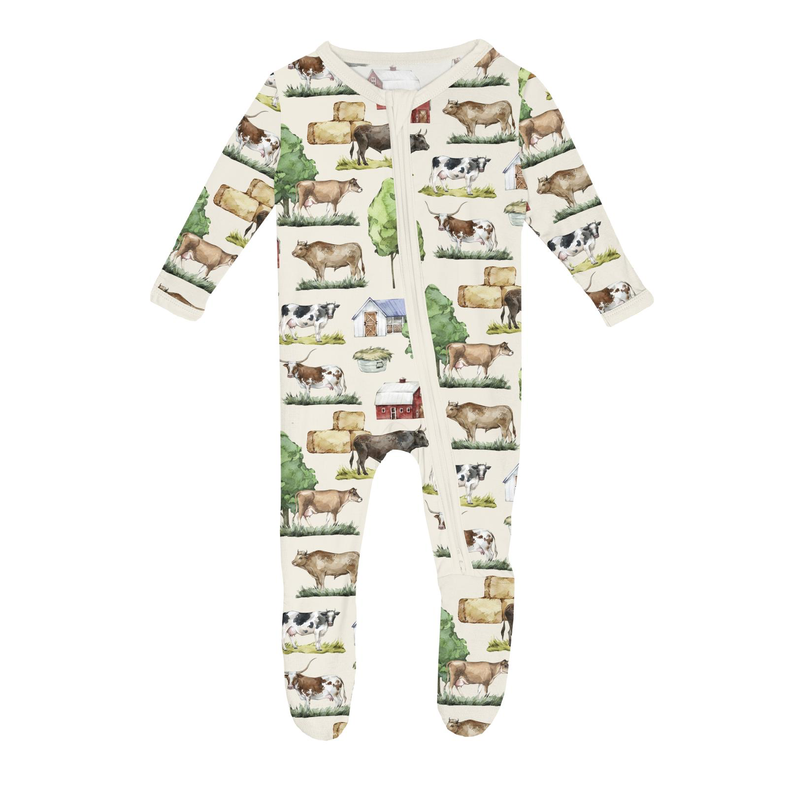 Natural Gazing Cows Zipper Footie
