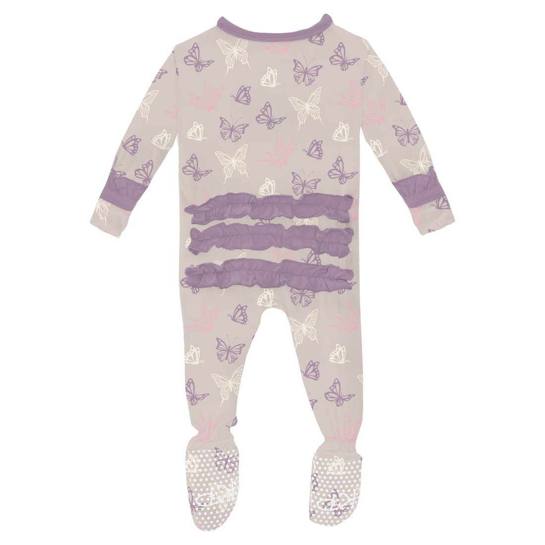 Latte Butterflies Ruffle Footie