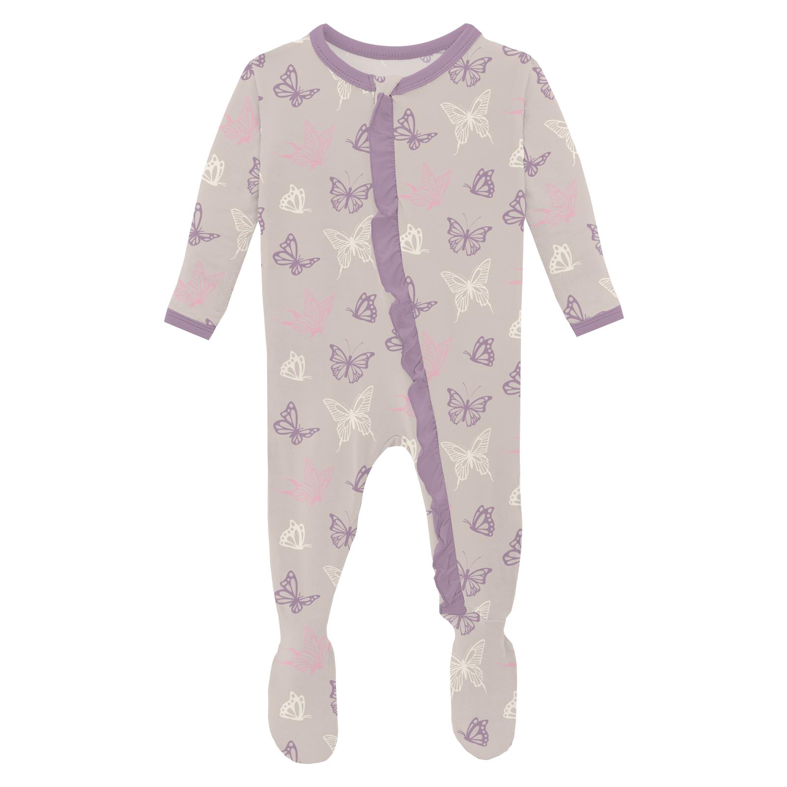 Latte Butterflies Ruffle Footie