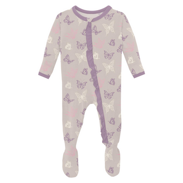 Latte Butterflies Ruffle Footie
