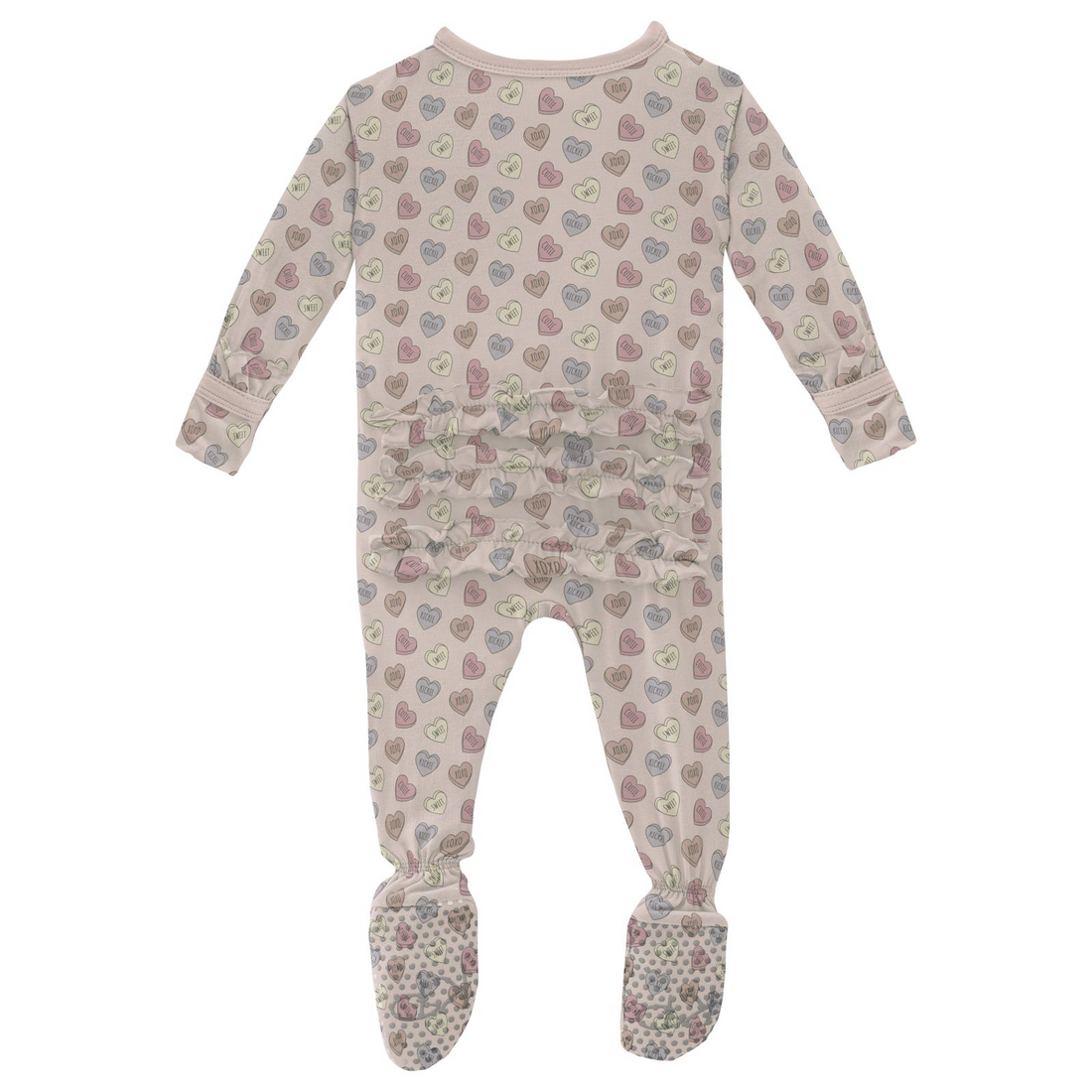 Candy Hearts Ruffle Zip Footie