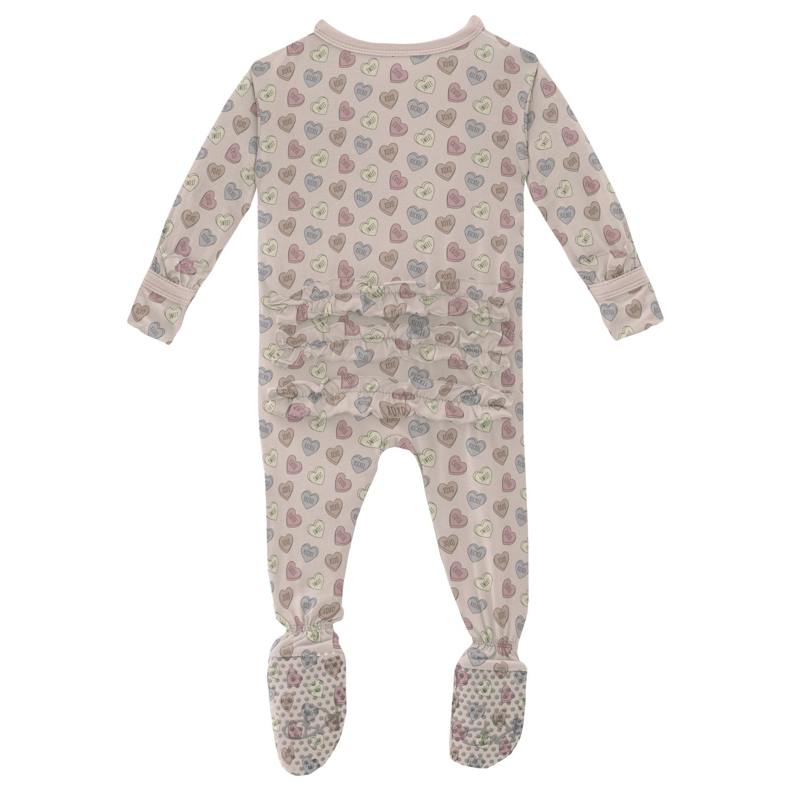 Candy Hearts Ruffle Zip Footie