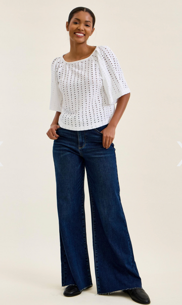 Retro Wide Leg Adjustable Tab Jeans